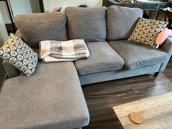 Living Spaces Stark Grey Couch 1