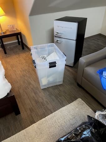 Move out sale- mini refrigerator. rug, bar stools and other items 3