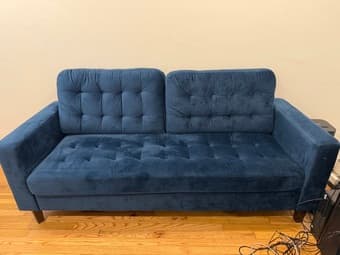 Blue Velvet 3 seater couch 1