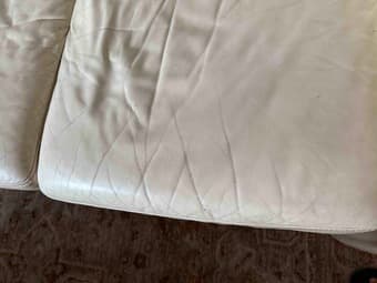 Beautiful white leather soft with love seat and spacious coffee table 1