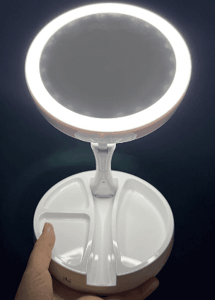 Foldable Double-Sided Makeup Mirror (with lights!) 6” 1