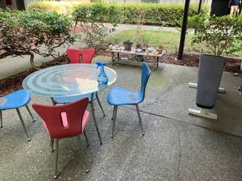 Outdoor patio set and weight bench 1