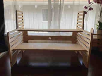 Natural wood standing desk converter 1