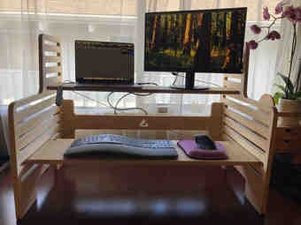 Natural wood standing desk converter 3