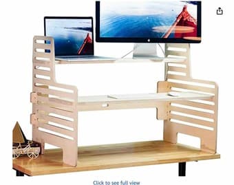 Natural wood standing desk converter 4