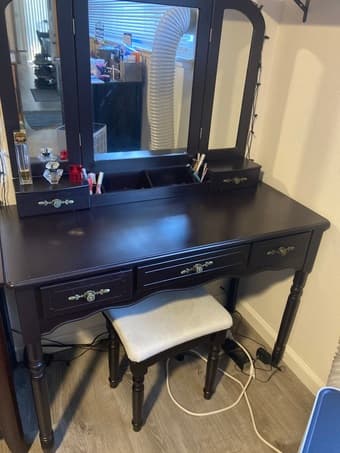 Vanity with mirror and stool 1