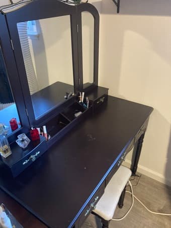 Vanity with mirror and stool 2