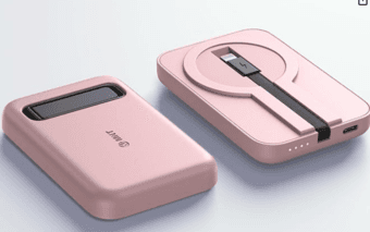 Mini Portable Charger w/ Built-in Cable, attachable to back of phone 2