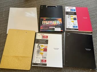 Folders, notebooks, clipboards, color markers 1