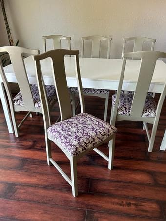 For Sale: Large white dining table + 6 Chairs 3