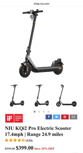 Electric Scooter (NIU KQi2) + Kryptonite bike lock (2 keys) 2