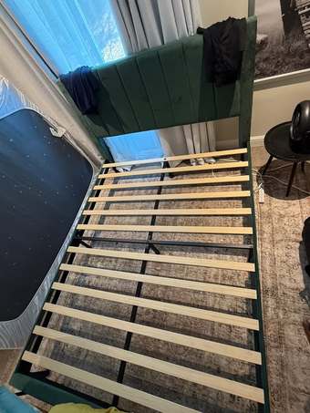 Green Velvet Upholstered Platform Bed 1