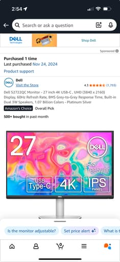 Dell 4K Monitor, Buy it last Late Nov 2