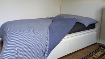 Full Size White IKEA MALM Bed + HAUGESUND Mattress – Like New! 2