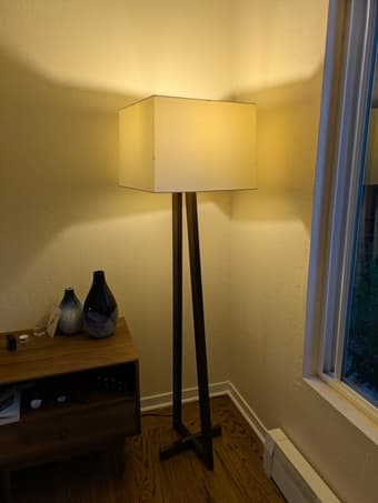 Dark Brown Wood Floor Lamp - Excellent Condition 1