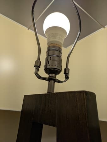 Dark Brown Wood Floor Lamp - Excellent Condition 2