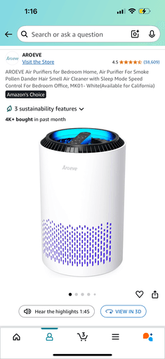 Aroeve AIR PURIFIER with extra air filters 2