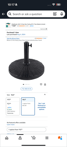 Outdoor / Patio Umbrella + Base 1