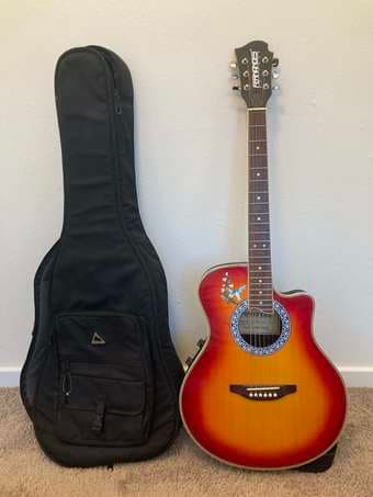 Electric Acoustic Sunburst Guitar + Bag 1