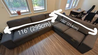 Large L-shaped couch / sofa + foot stool 1