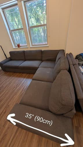 Large L-shaped couch / sofa + foot stool 3