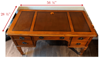 Desk - solid wood with inlay, WxLxH=56.25"x28.50"x30.50" 1