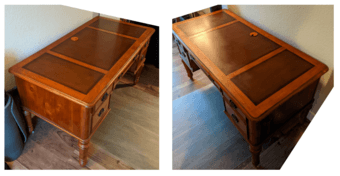 Desk - solid wood with inlay, WxLxH=56.25"x28.50"x30.50" 3