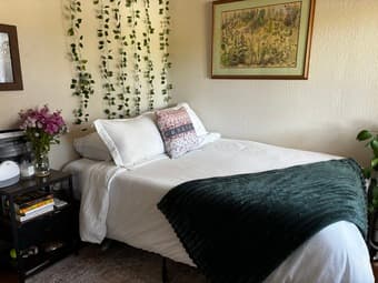 Full size mattress, frame, linens 2