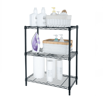 3-tier black wireframe metal shelf 3