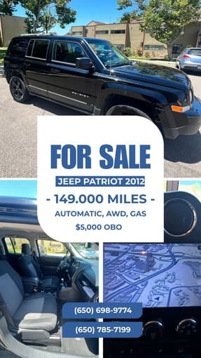 For Sale, Jeep Patriot 2012, perfect condition 1
