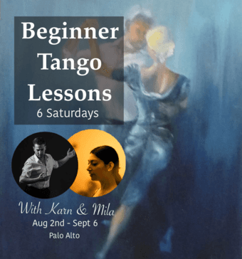 Beginner Tango Lessons in Palo Alto: 6 Saturdays starting Aug 2nd 2