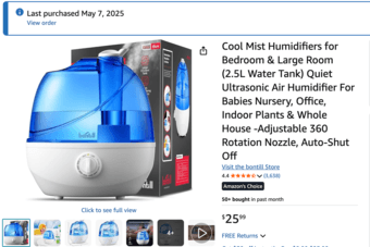 Cool Mist Humidifier – 2.5L Tank, Ultra-Quiet, Only $8 1