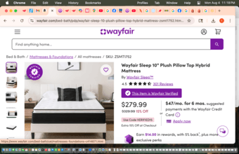 Wayfair full size mattress and Amazon bed frame 3