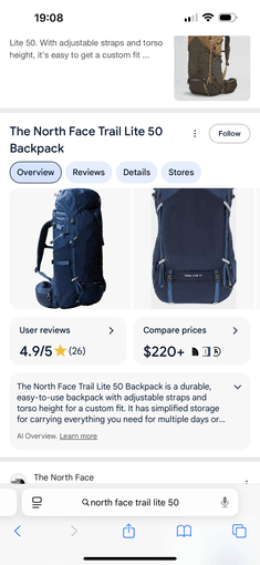 BEST BACKPACKING PACK - Northface Trail Lite 50L 1