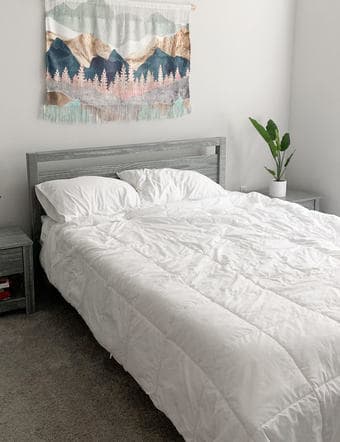 Light Gray Solid Wood Bedframe 1