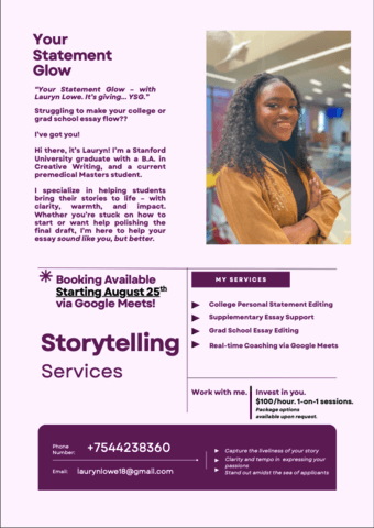 Essay Coaching -- Stanford Alum, Grad Student 1