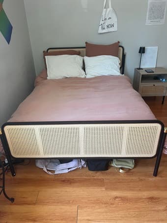 <1 yr old full bed complete set: frame, mattress, mattress covers 1