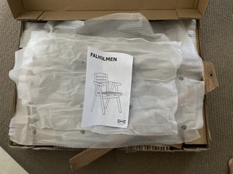 Chair: FALHOLMEN chair with armrests, outdoor with a cushion 2