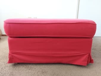 Ikea Uppland Ottoman with Storage w. Red Replacement Cover Like New! 1