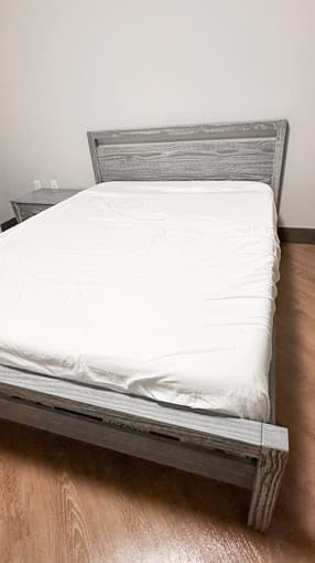 Light Gray Solid Wood Bed Frame 3