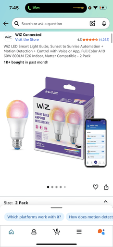Wiz LED Smart Light Bulbs (2 pack) 2