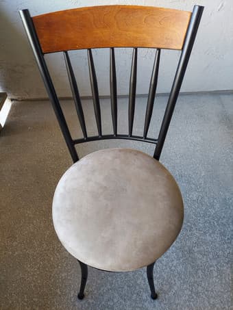 Upholstered Swivel Metal Bar Chair Barstool with Wooden Backrest Count 2