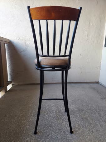 Upholstered Swivel Metal Bar Chair Barstool with Wooden Backrest Count 3