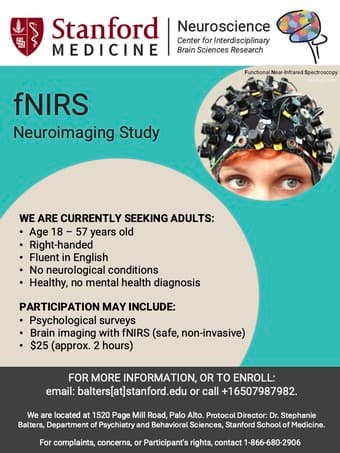 STANFORD MEDICINE: Seeking participants for fNIRS neuroimaging study 2