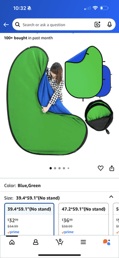 FOR CONTENT CREATORS: foldable green/blue screen backdrop 2