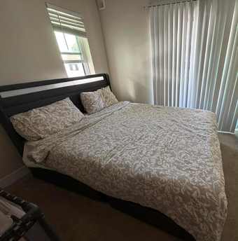 Queen size bed frame with 4 storage drawers+ mattress 1