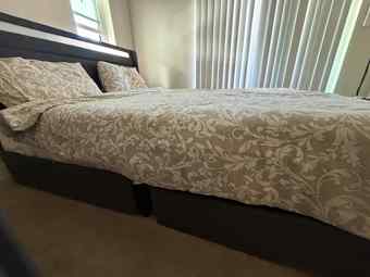 Queen size bed frame with 4 storage drawers+ mattress 2