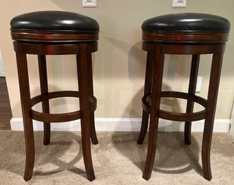 2 Walnut Swivel Bar Stools - (2 for the price of 1!) 2