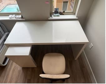 IKEA White Desk 60x25.5” High Gloss with A detachable sidedesk 1