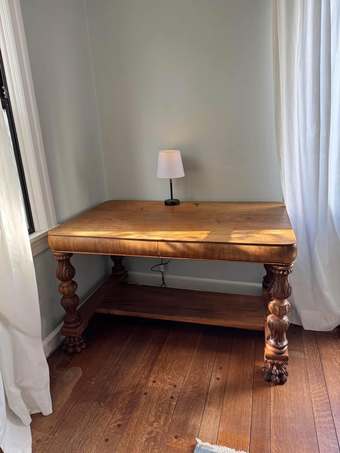 Antique Library Desk with Hidden Drawers 1